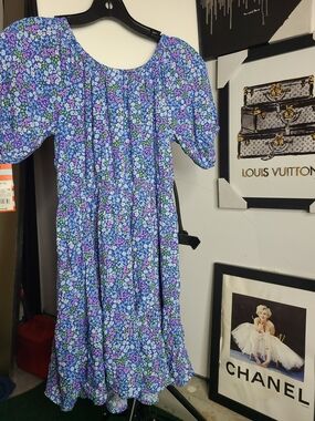 Cat & Jack Blue Floral Puff Sleeve Dress
